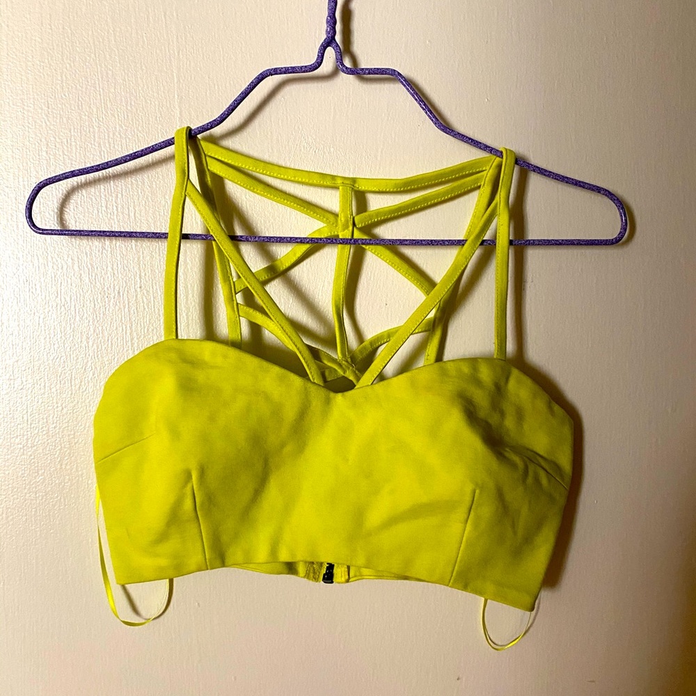 Neon Yellow Cage Detail Bra Top size small